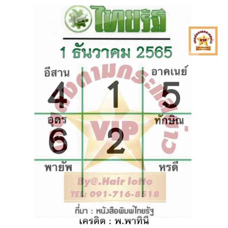 แทงหวย หวยไทยรัฐ 1/12/65