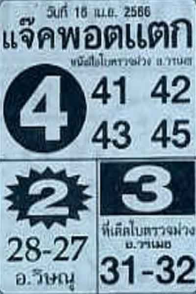 หวย 24 แจ๊คพอตแตก 16/4/66