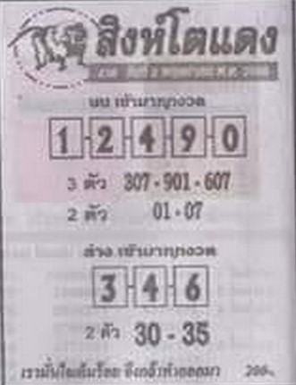 หวย 24 สิงห์โตแดง 2/5/66