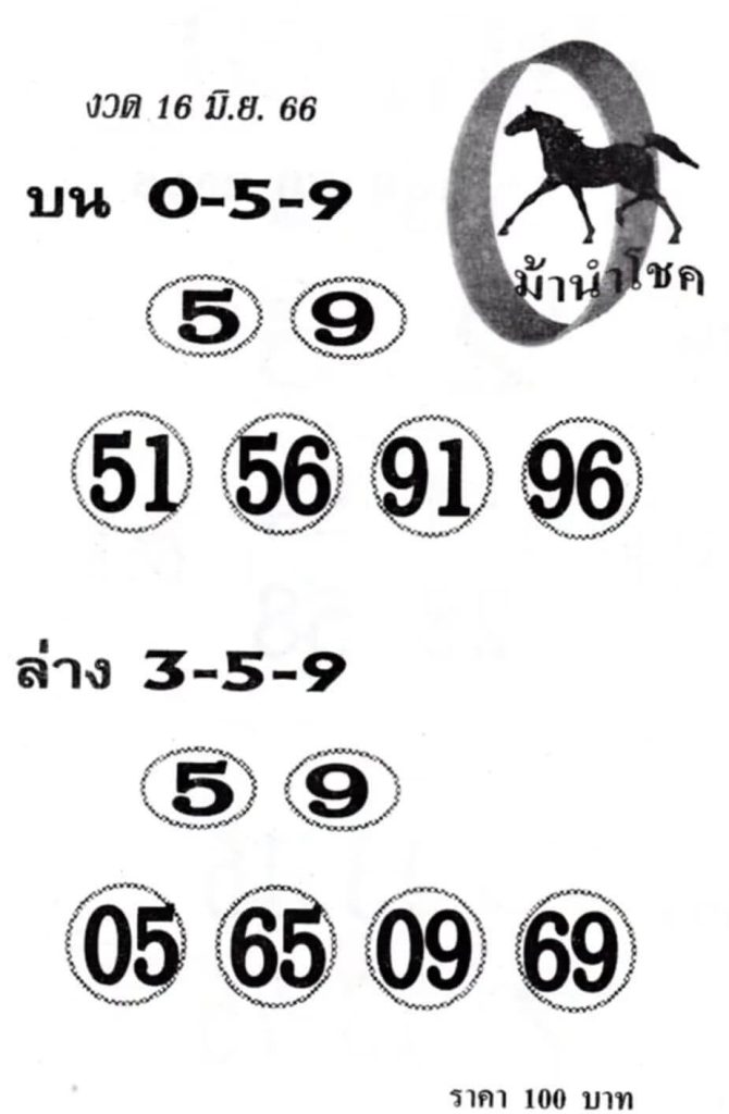 หวยเด็ดเลขม้านำโชค 16-6-66