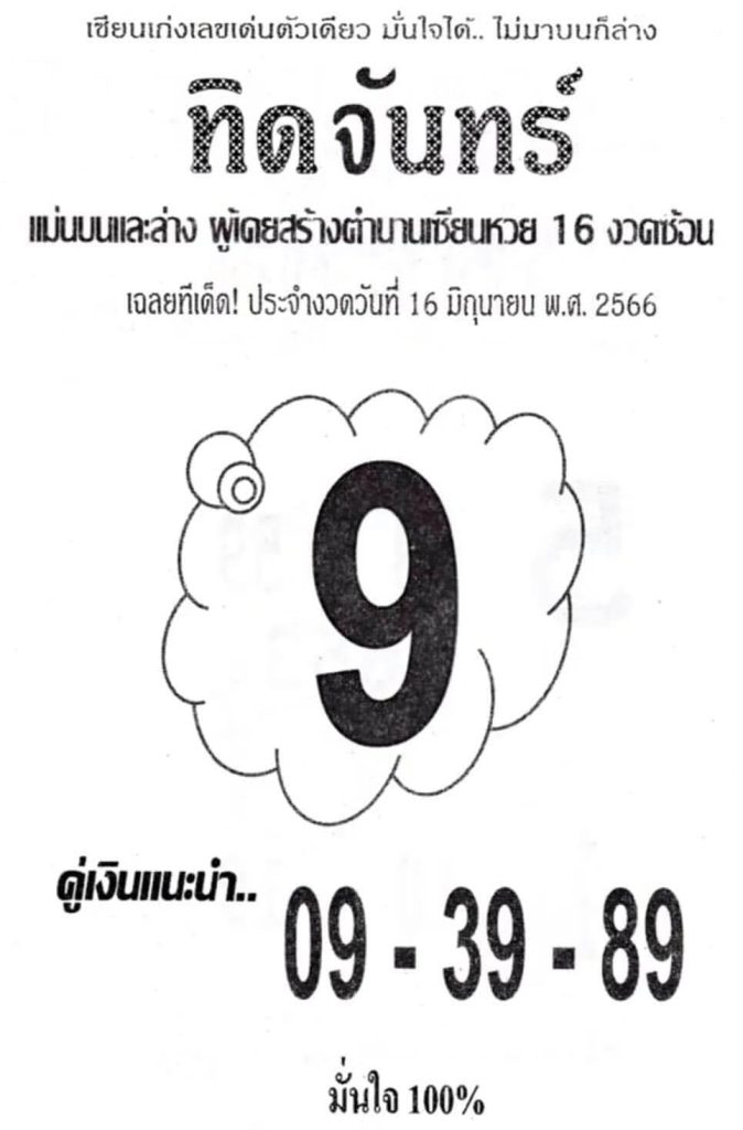 หวยเด็ดเลขหวยทิดจันทร์ 16-6-66