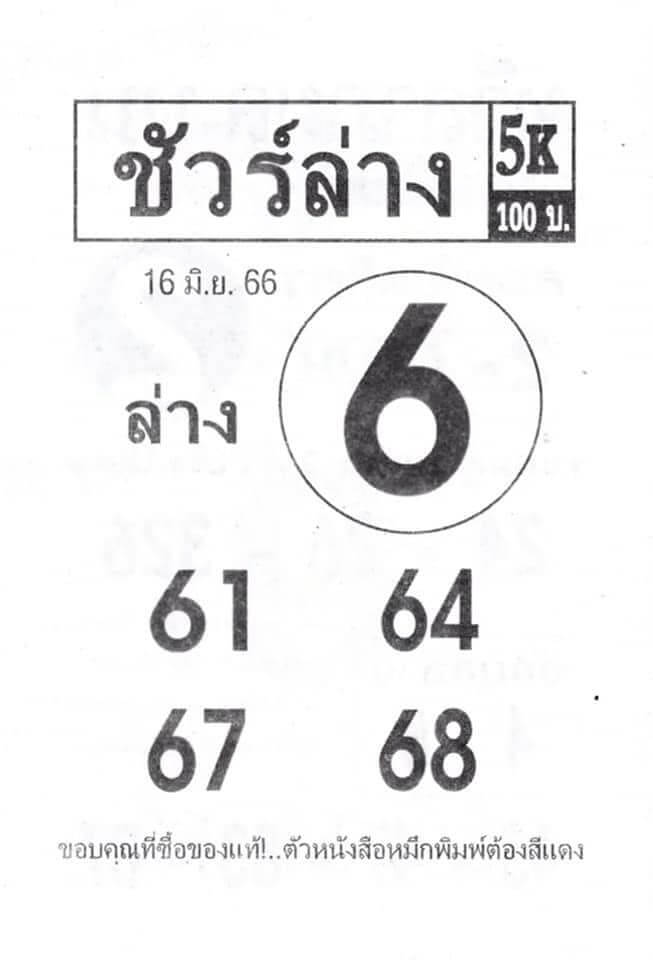 เลขหวยชัวร์ล่าง 16-6-66