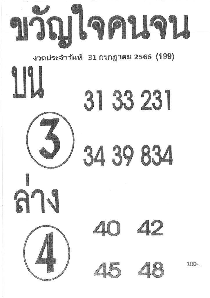 หวยไทย ขวัญใจคนจน 31/7/66