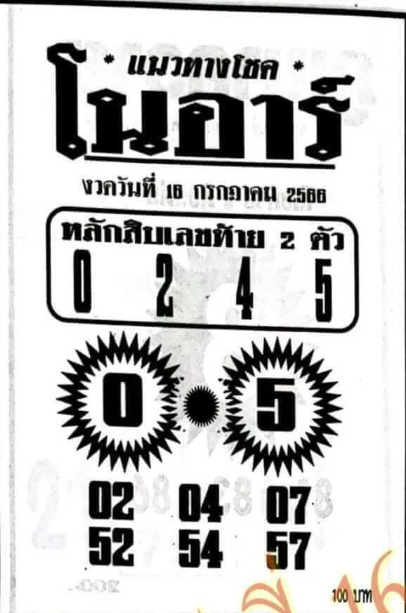 หวยไทย โนอาร์ 16/7/66