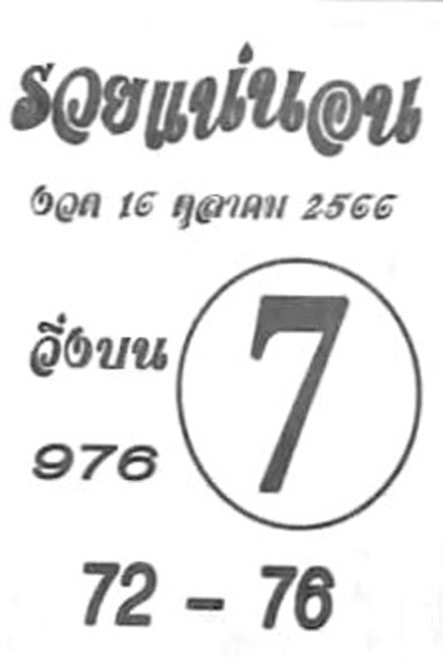 หวยไทย รวยแน่นอน 16/10/66